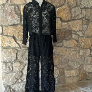 SHEIN Black Floral Lace Jumpsuit